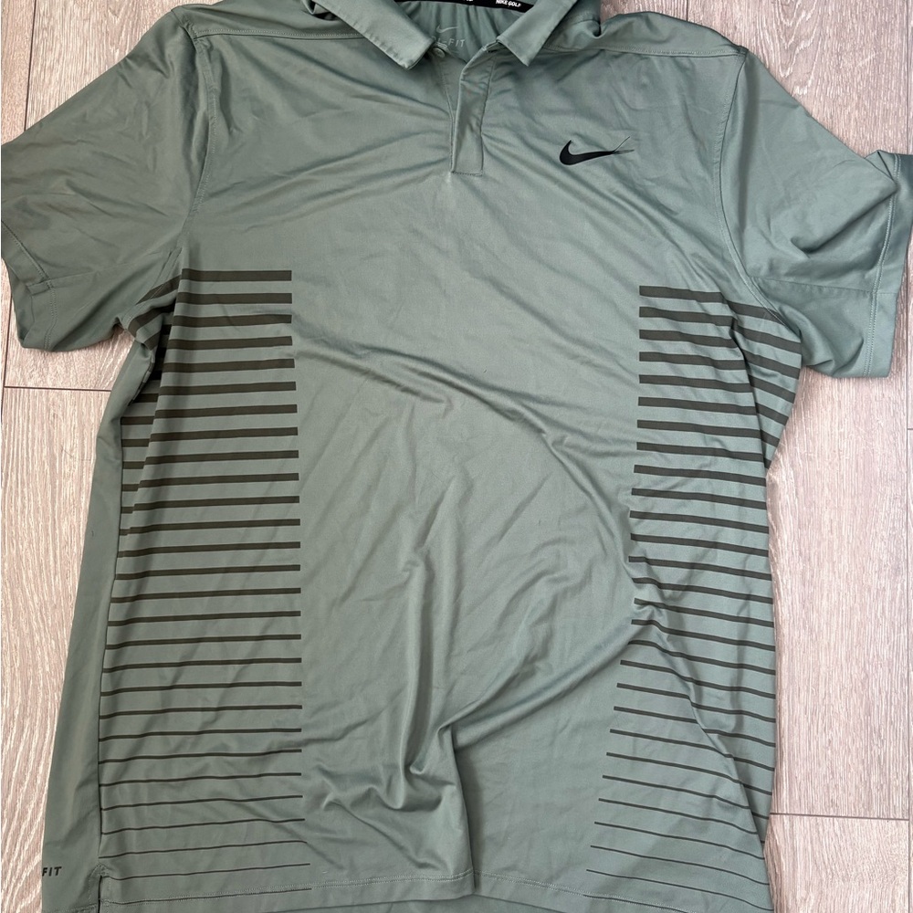 Nike Men's Olive Polo Shirt with Black Accents